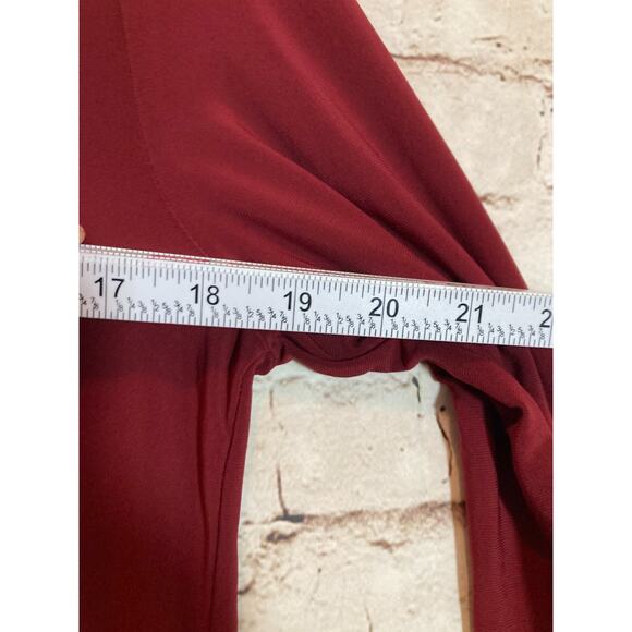 Clara Sun Woo Tunic Top Womens Small Maroon Asymmetric Cutout Artsy Stretch - Picture 7 of 12
